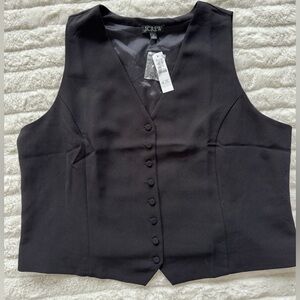 NWT J. Crew Black Button-Front Women's Tuxedo Vest